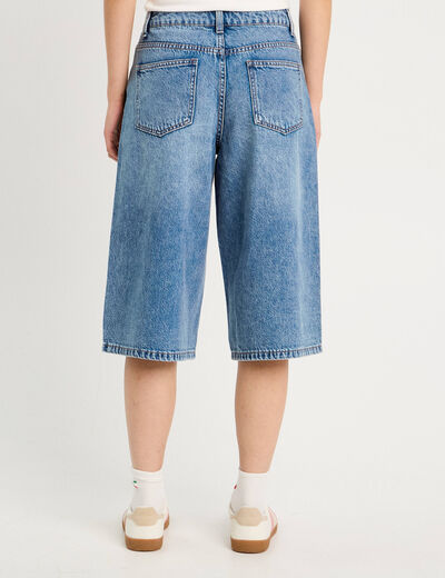 Bermuda large en jean denim double stone femme