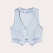 Veston sans manches en jean bleu gris femme