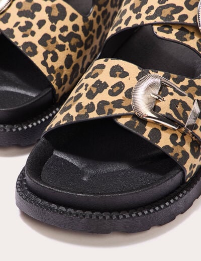 Sandales crantées marron femme
