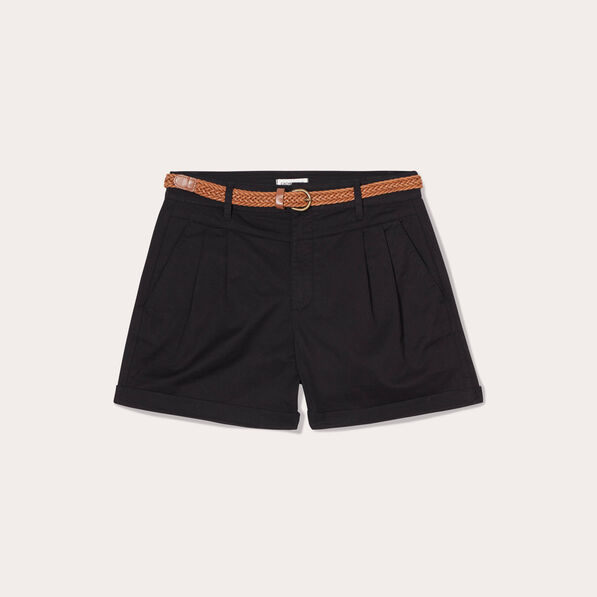 short chino ceinture noir femme Short chino ceinturé noir femme