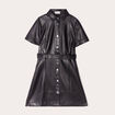 Robe trapèze simili cuir noir femme