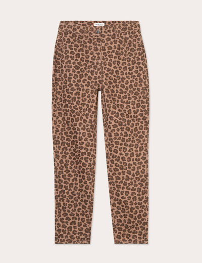 Pantalon mom slim beige femme