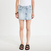 Jupe-short droite en jean denim bleach femme