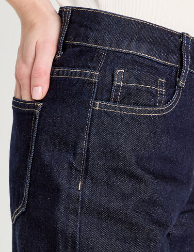 Jeans droit à revers denim brut femme