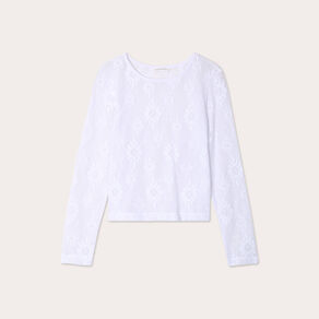 t shirt ajoure effet crochet blanc femme T-shirt ajouré effet crochet blanc femme