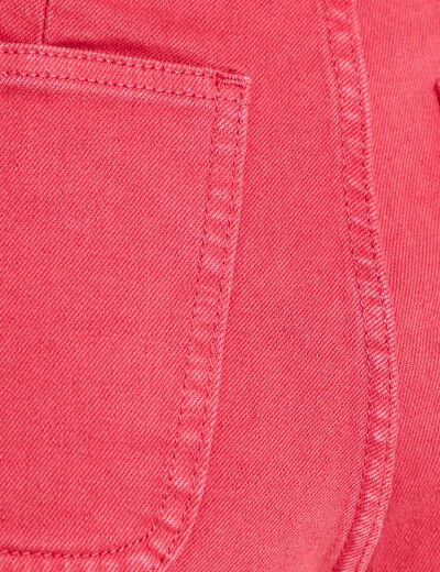 Jean wide leg cropped taille haute rose framboise femme