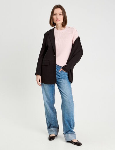 Pull manches longues rose clair femme