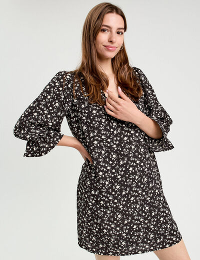 Robe droite manches 3/4 blanc femme