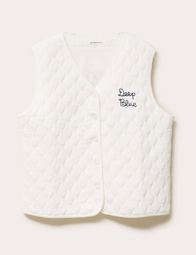 Gilet sans manches matelass&eacute; ecru femme