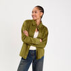 Chemise aspect daim vert olive femme
