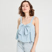 Débardeur effet boule et noeud bleu clair femme