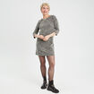 Robe droite manches 3/4 tweed noir femme