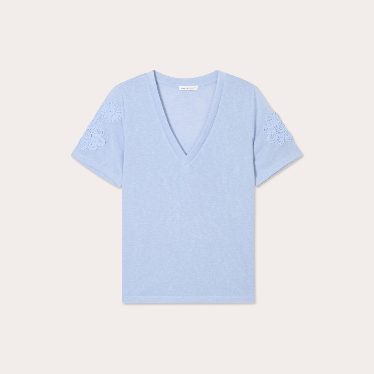 T-shirt manches courtes bleu clair femme
