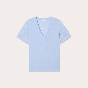 T-shirt manches courtes bleu clair femme