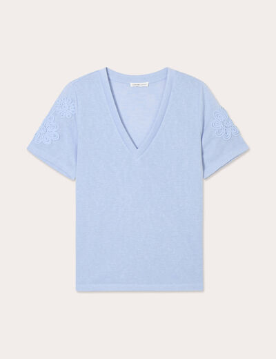 T-shirt manches courtes bleu clair femme
