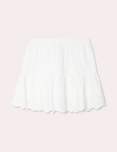 Jupe courte broderie anglaise blanc femme