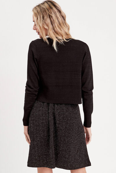 Gilet manches longues cropped noir femme