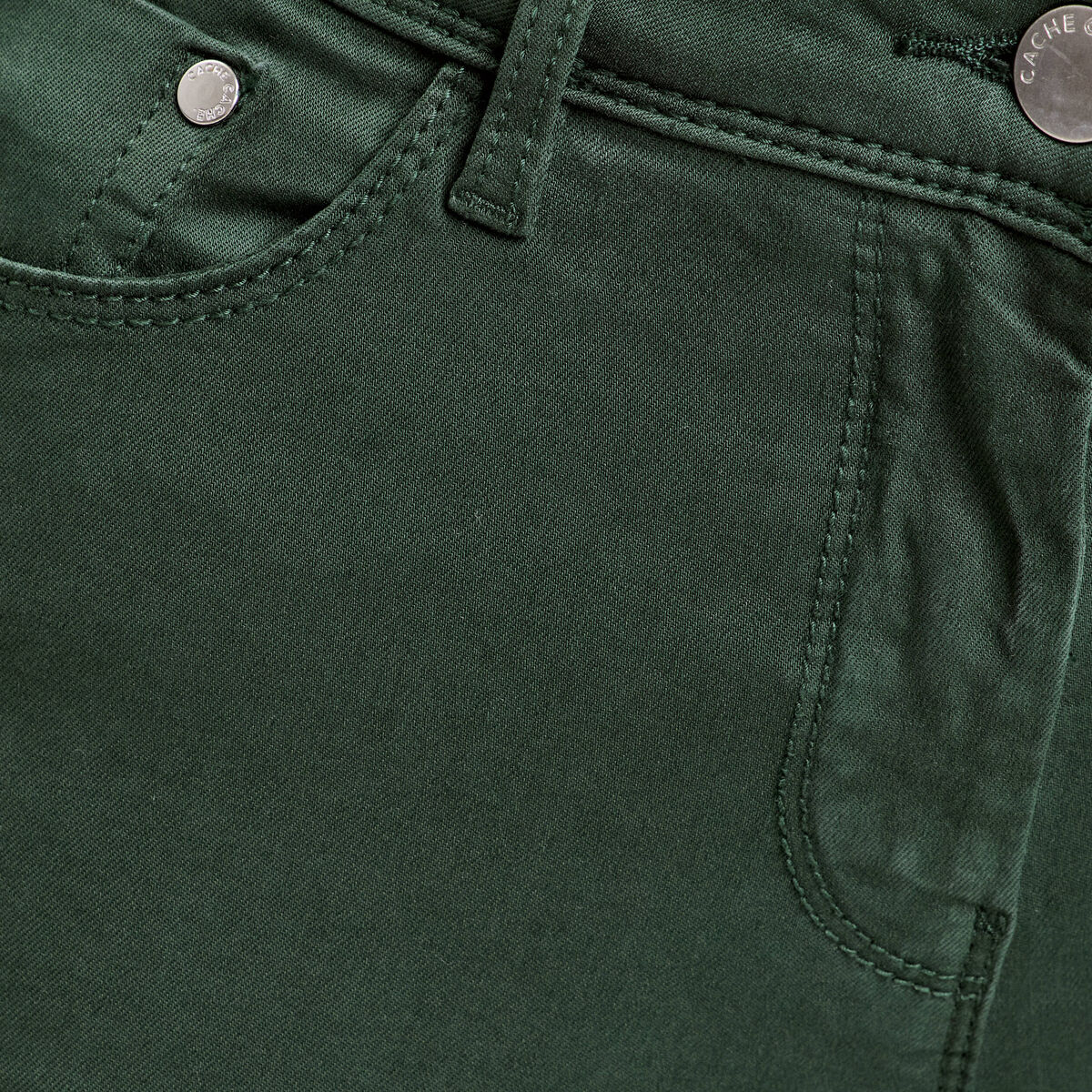 Jeans slim 5 poches vert foncé femme