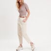 Pantalon slouchy ceinturé ecru femme