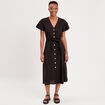 Robe boutonnée à manches courtes noir femme