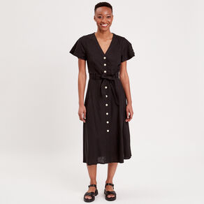 robe boutonnee a manches courtes noir femme Robe boutonnée à manches courtes noir femme