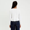 Blouse cropped grand col brod&eacute; ecru femme