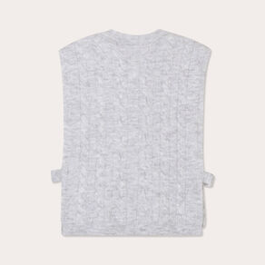 Pull sans manches torsades gris clair femme