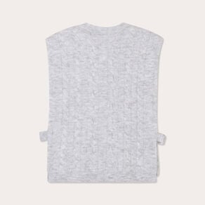 pull sans manches torsades gris clair femme Pull sans manches torsades gris clair femme