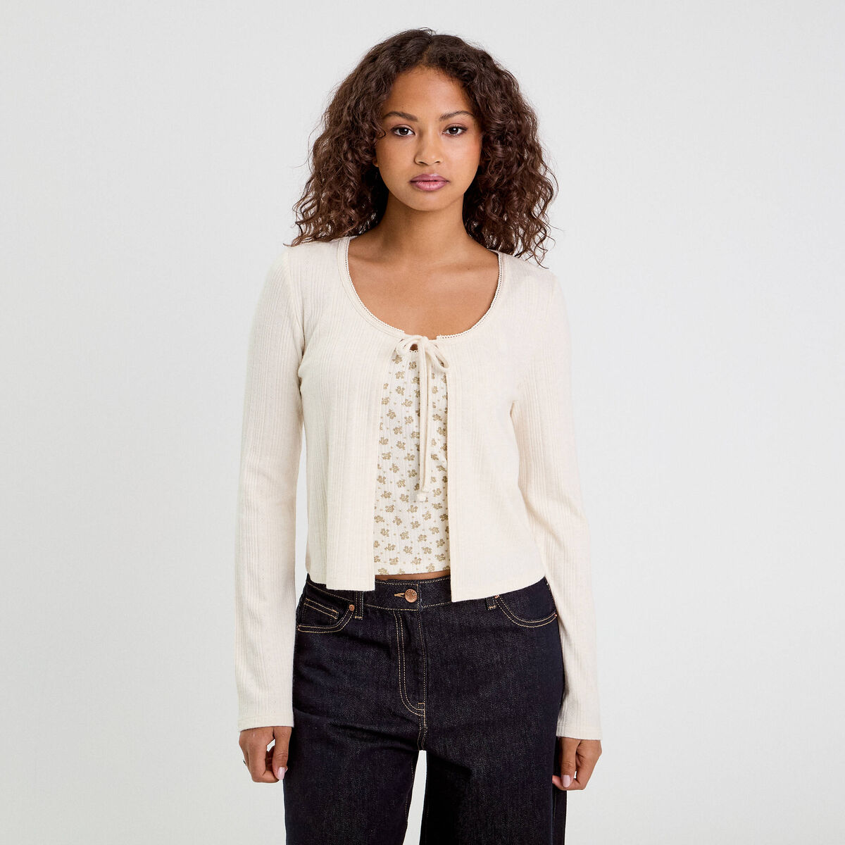 Ensemble gilet et d&eacute;bardeur sable femme