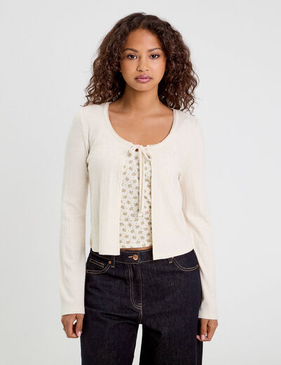 Ensemble gilet et d&eacute;bardeur sable femme