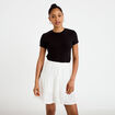 Jupe-short courte &eacute;vas&eacute;e en maille ecru femme