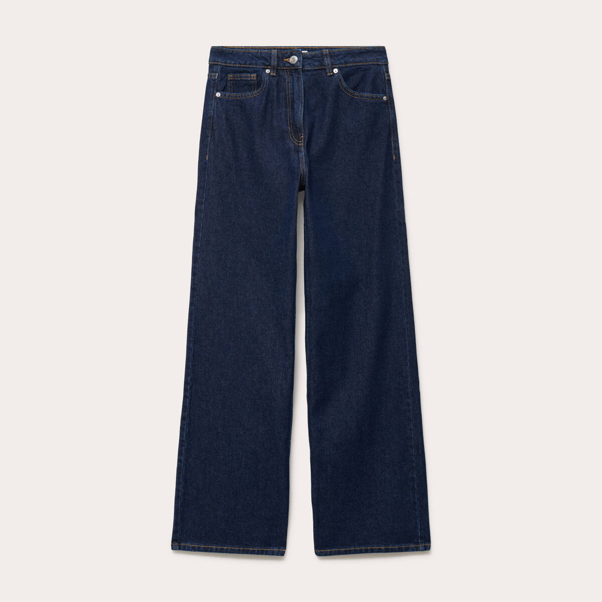 Jean wide leg taille haute Petite denim blue black femme