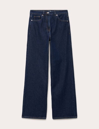 Jean wide leg taille haute Petite denim blue black femme