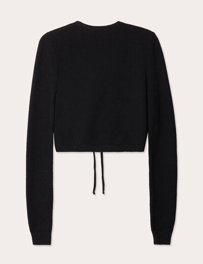 Pull cropped avec noeud noir femme