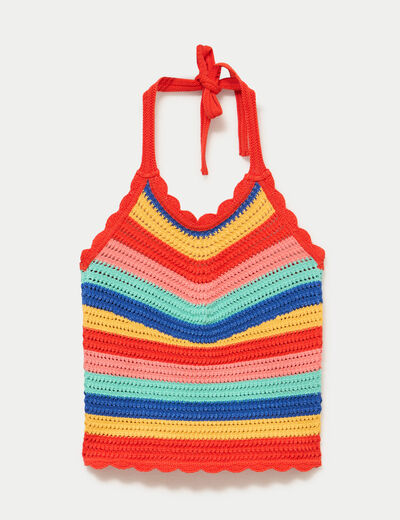 D&eacute;bardeur dos nu en crochet rouge femme