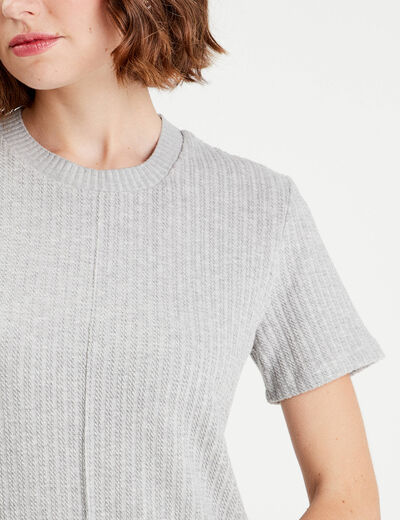 Robe droite manches courtes gris clair femme