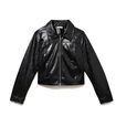 Veste droite cropped en similicuir noir femme