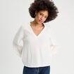 Blouse manches longues ecru femme