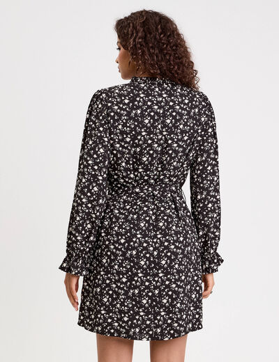 Robe droite ceintur&eacute;e blanc femme