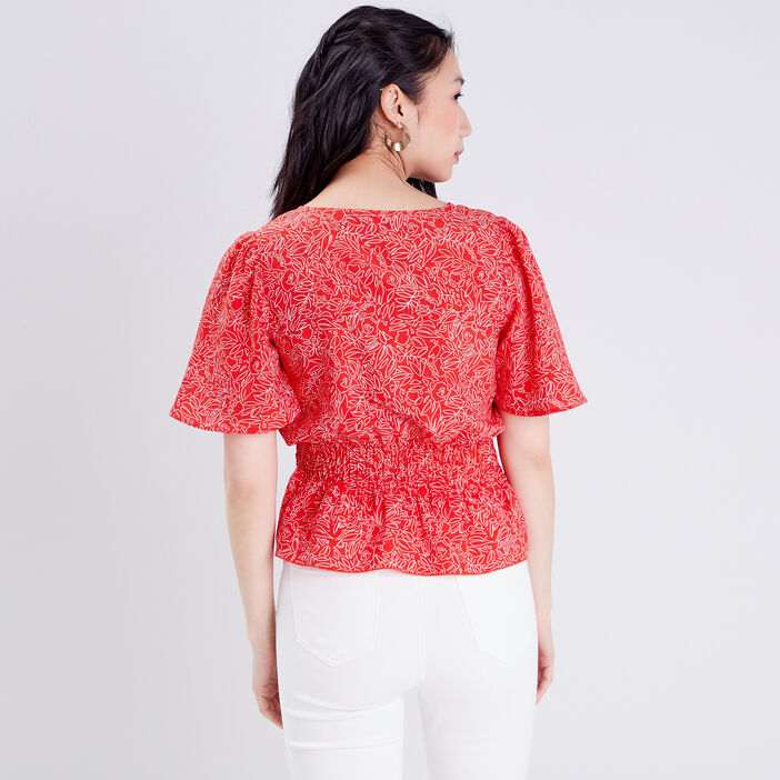 Blouse manches courtes rouge femme