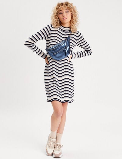 Robe pull évasée blanc femme