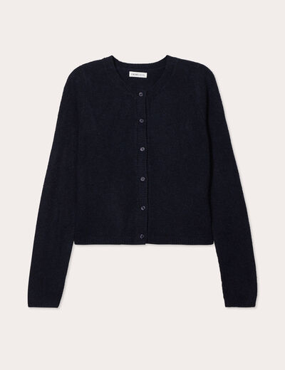 Gilet boutonné manches longues bleu marine femme
