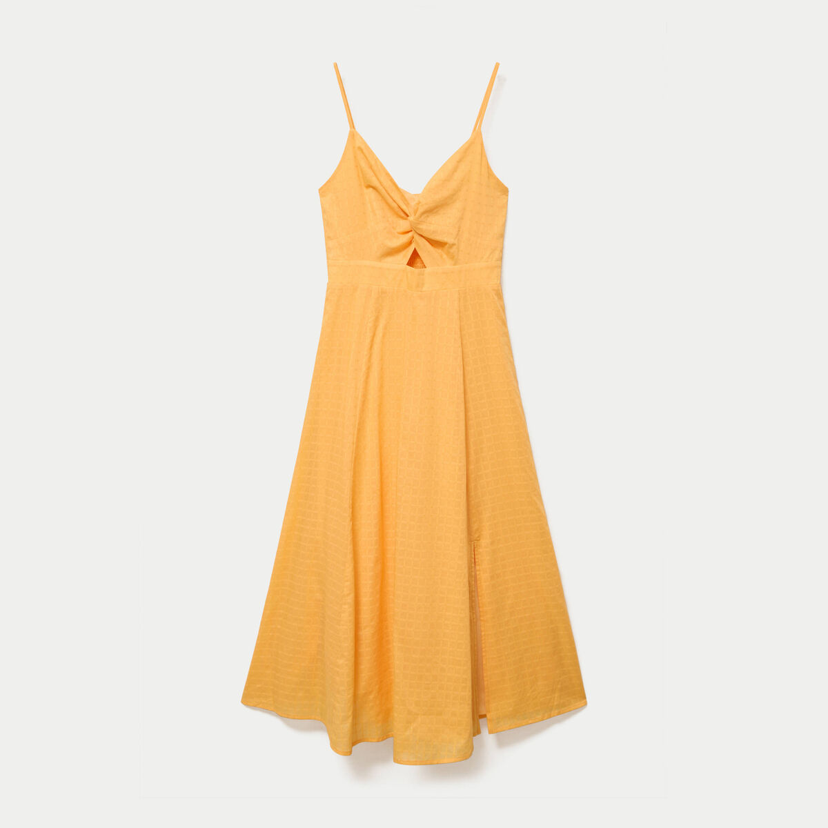 Robe longue &eacute;vas&eacute;e &agrave; fines bretelles orange clair femme