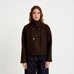 Veste chin&eacute;e col montant manches longues marron fonc&eacute; femme