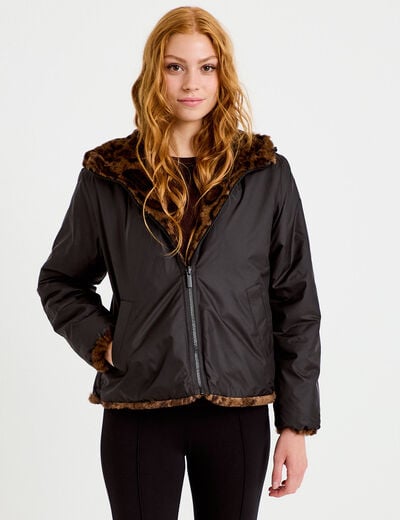 Parka r&eacute;versible &agrave; capuche noir femme