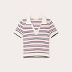 Pull manches courtes col polo rose femme