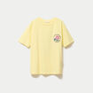T-shirt bouclettes manches courtes jaune pastel femme