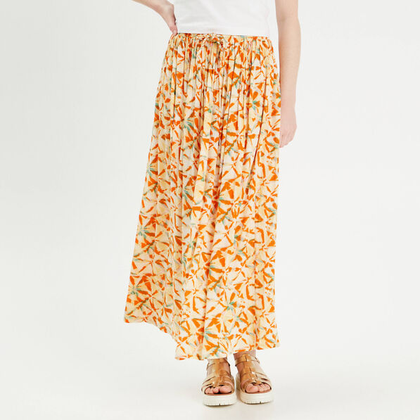 Jupe longue évasée blanc femme