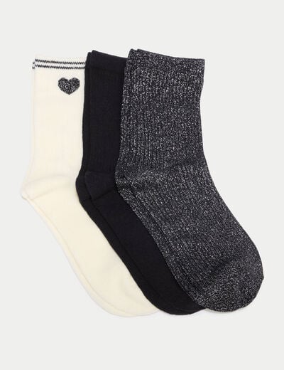 Lot de 3 paires de chaussettes noir femme
