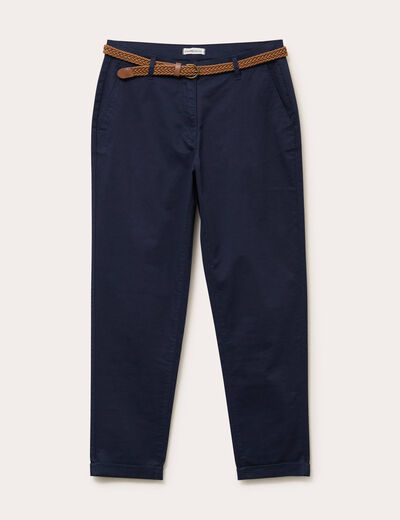 Pantalon chino 7/8ème bleu marine femme